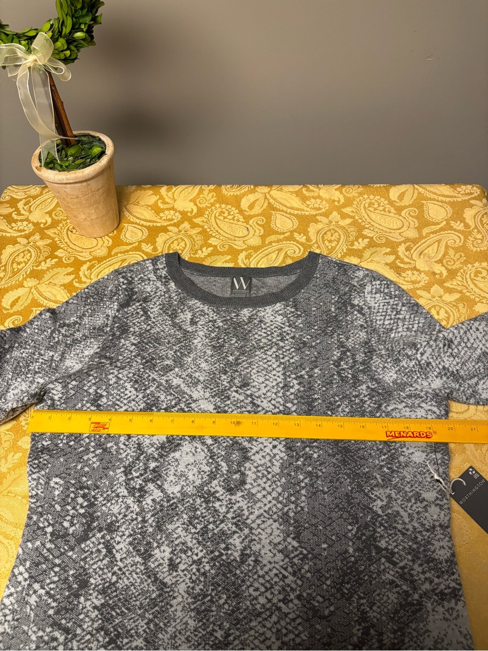 Worthington Gray Snake-Print Crewneck Sweater - Picture 5 of 6